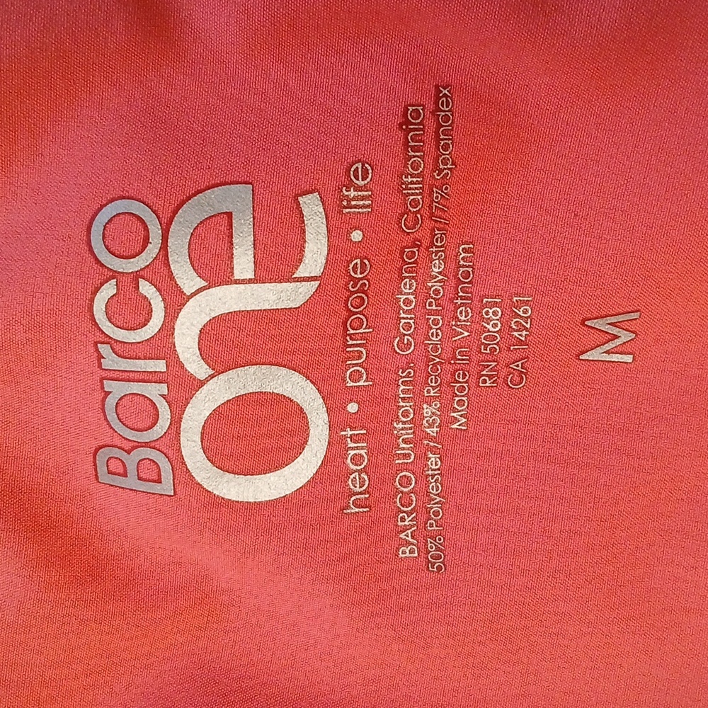 Barco One Women's Size M Multicolor Scrub Top and Coral Pants Set - Picture 6 of 17